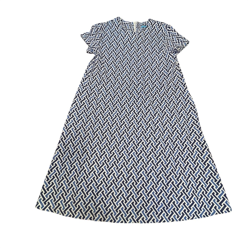 J. McLaughlin Geometric Print Short Sleeve A-Line Midi Dress Womens Size Medium‎